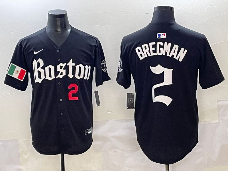 Men 2025 Boston Red Sox 2 Bregman Black Five generations Joint Name Nike MLB Jersey style 4